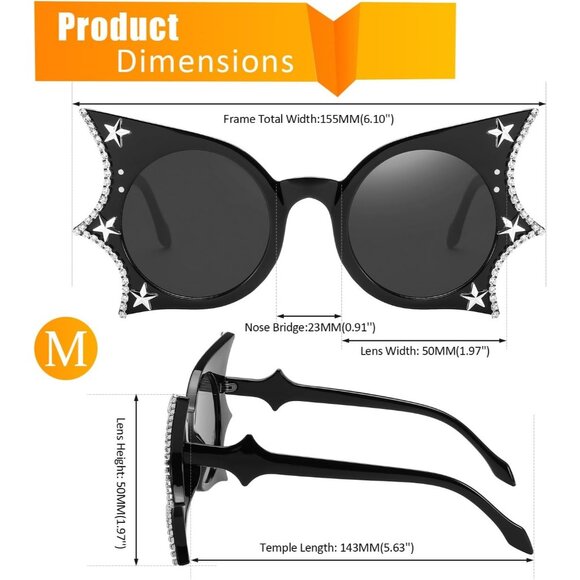 Women Men Funny Sunglasses Butterfly Shaped Bat Shades for Halloween - Picture 7 of 7